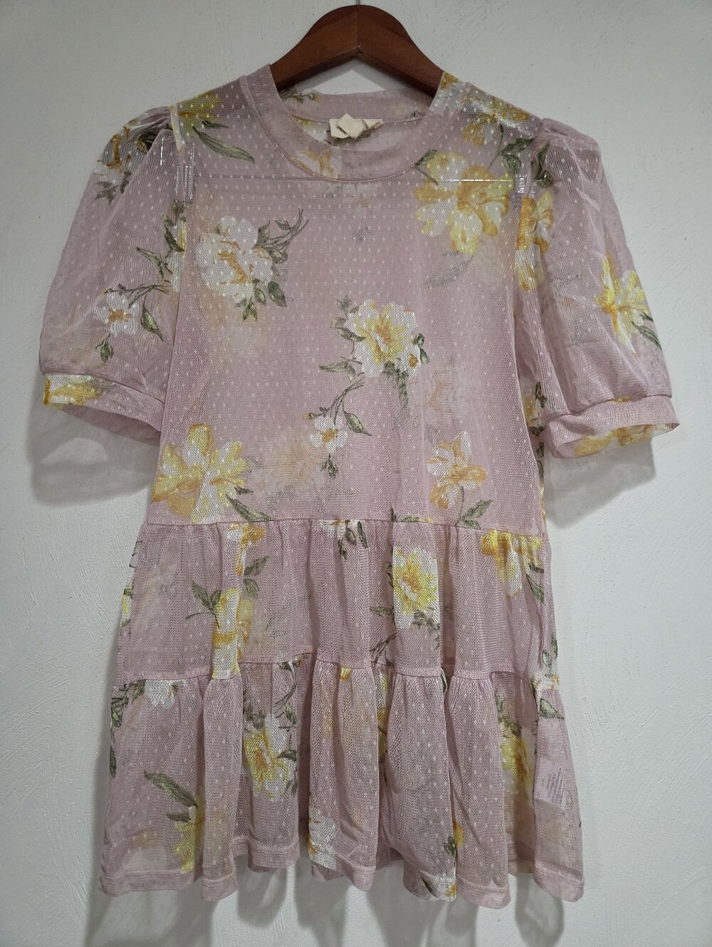 Meraki Floral Sheer Mesh Top Size Small